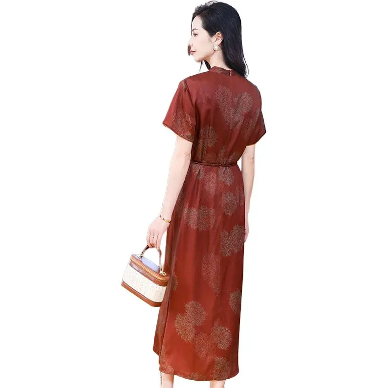 Yi Mengyuan Silk Short Sleeved Dress Women's Image Color-1