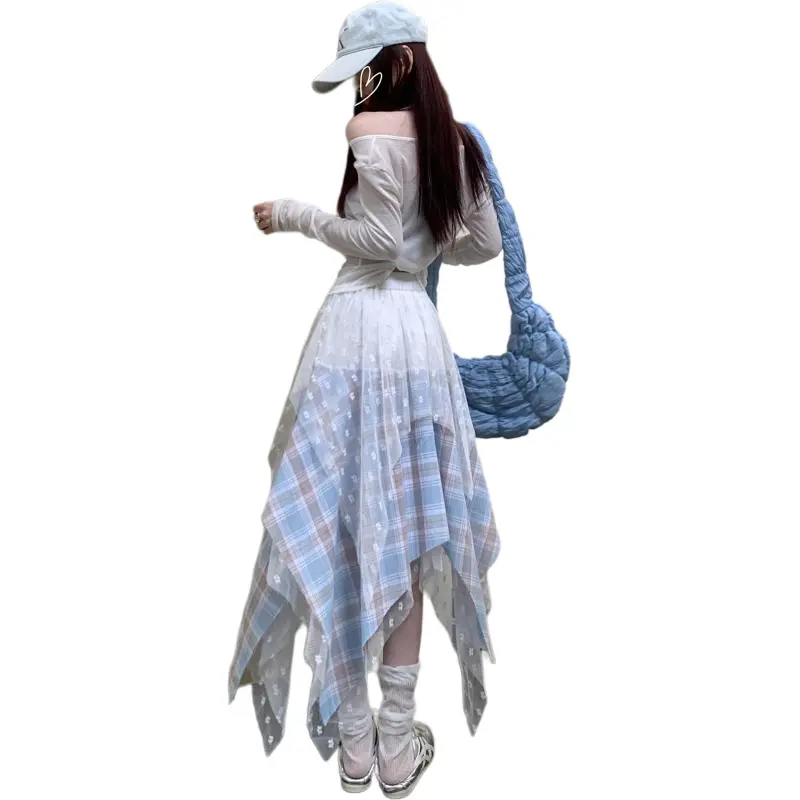 PLAY BUSH Casual Long Skirt Women's Blue-1