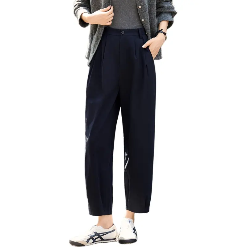 Mo Han Yi Mei Casual Pants Women's Navy Blue-3