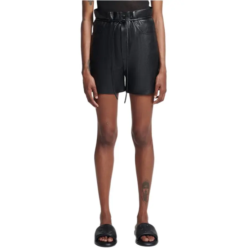 NANUSHKA Belted Faux leather Shorts-1