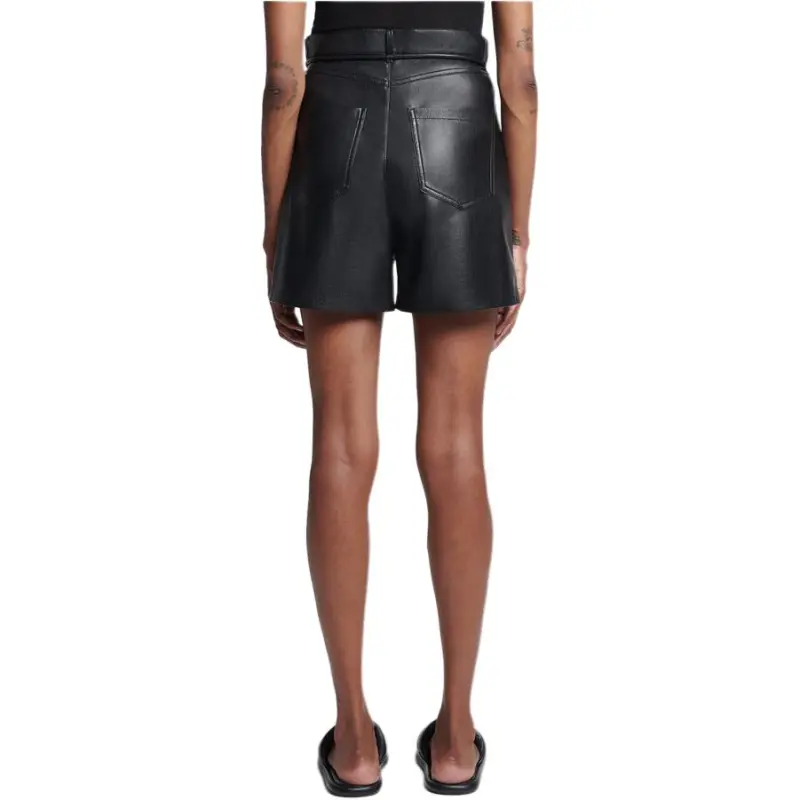 NANUSHKA Belted Faux leather Shorts-2