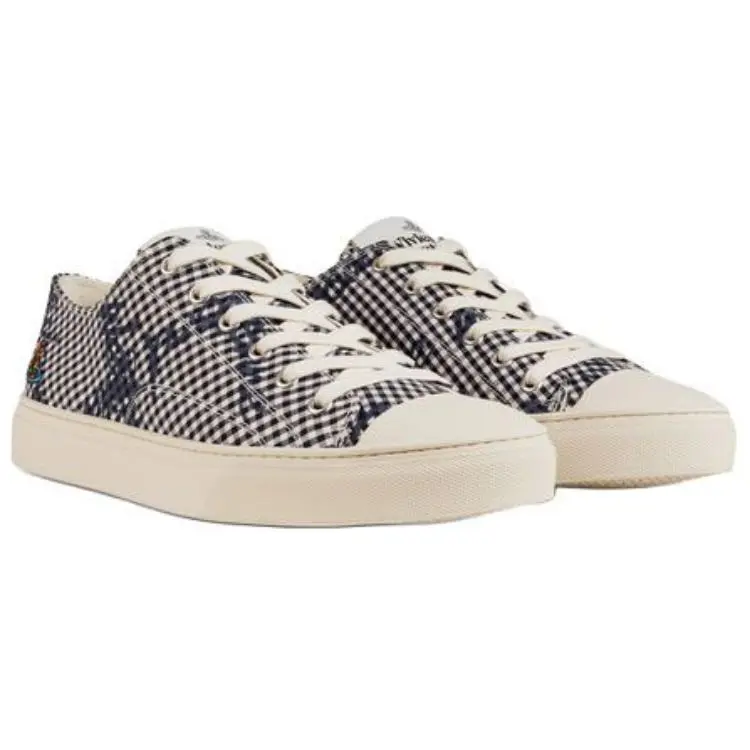 Vivienne Westwood Low Top Canvas Shoes Men's Black Plaid-2