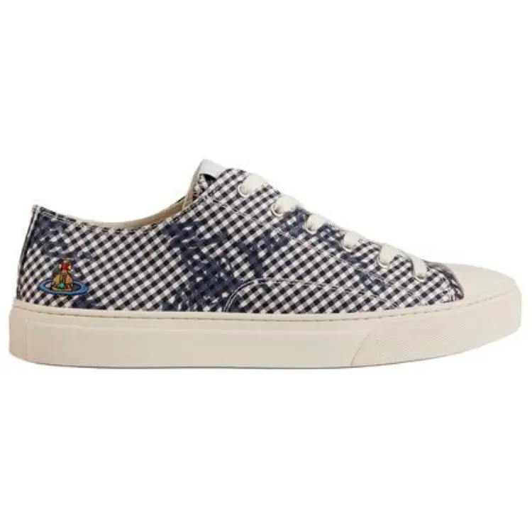 Vivienne Westwood Low Top Canvas Shoes Men's Black Plaid-1