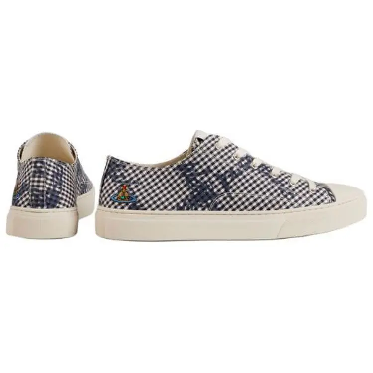 Vivienne Westwood Low Top Canvas Shoes Men's Black Plaid-4