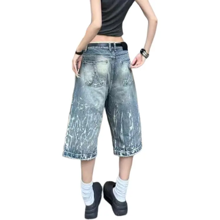 BENGEN Denim Shorts Unisex Blue-1