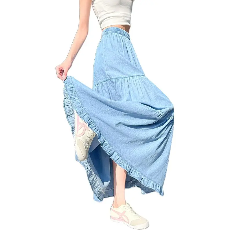 Flowers In Water Casual Long Skirt Women's-1