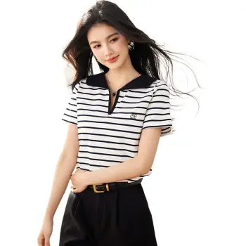 La Chapelle T Shirt Women's Black White Stripes