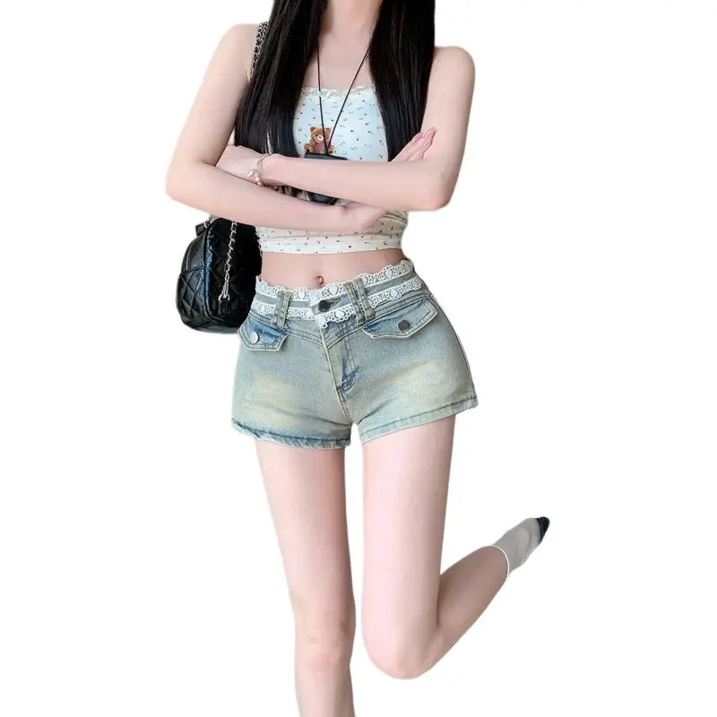 The Temptation Of The Muse Denim Shorts Women's Blue-3