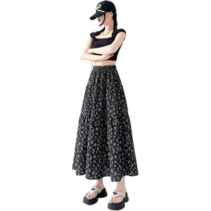Mu Xiao Xin Casual Long Skirt Women's Black-3