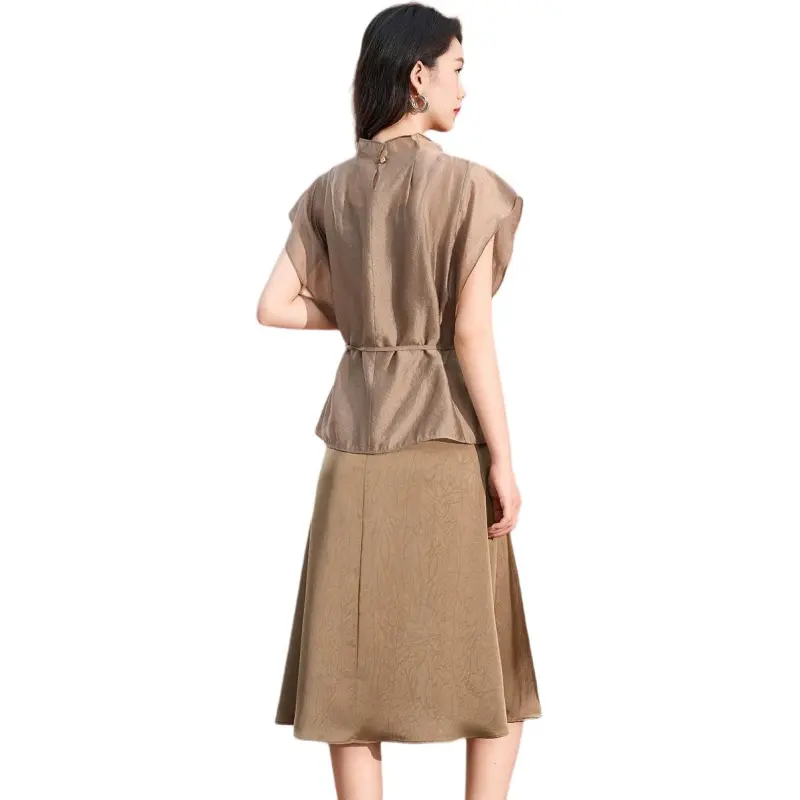 Mylan Two Piece Skirt Sets Women's Khaki-1