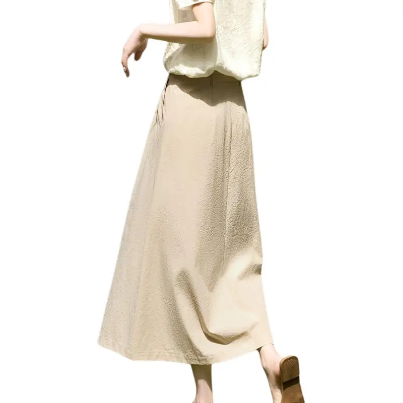 XWI Casual Long Skirts Women's Khaki-1