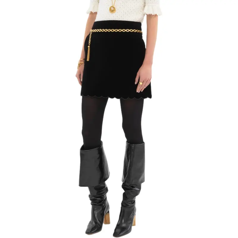 Chloé Velvet Scalloped Mini Skirt-2
