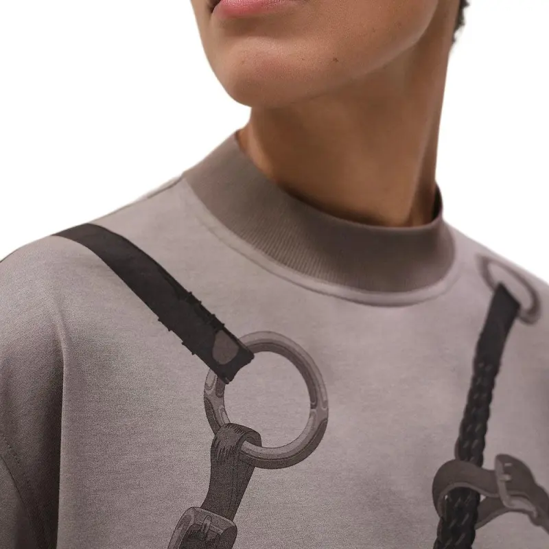 HERMES Drop Shoulder Sleeve T Shirt Women's Smoky Brown-3