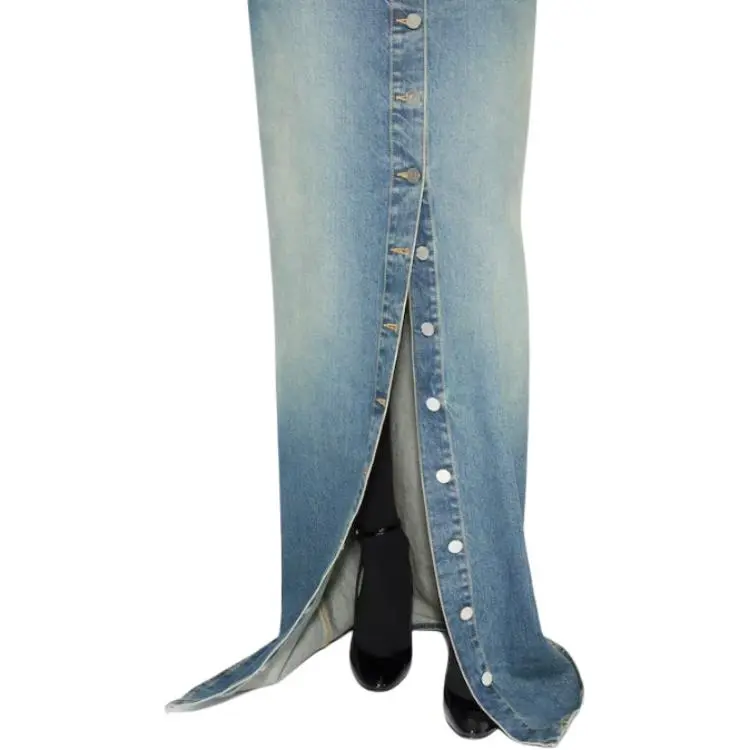 Alaia High Waist Button Detailed Denim Skirt-5