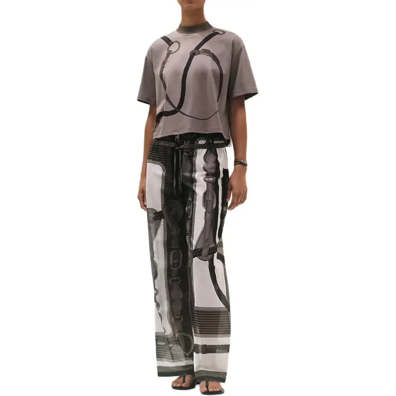 HERMES Drop Shoulder Sleeve T Shirt Women's Smoky Brown-1