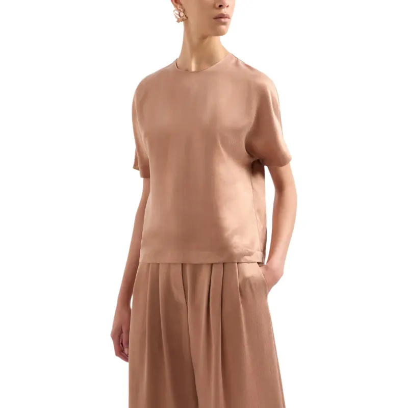 GIORGIO ARMANI Cupro And Viscose Crew neck Blouse-1