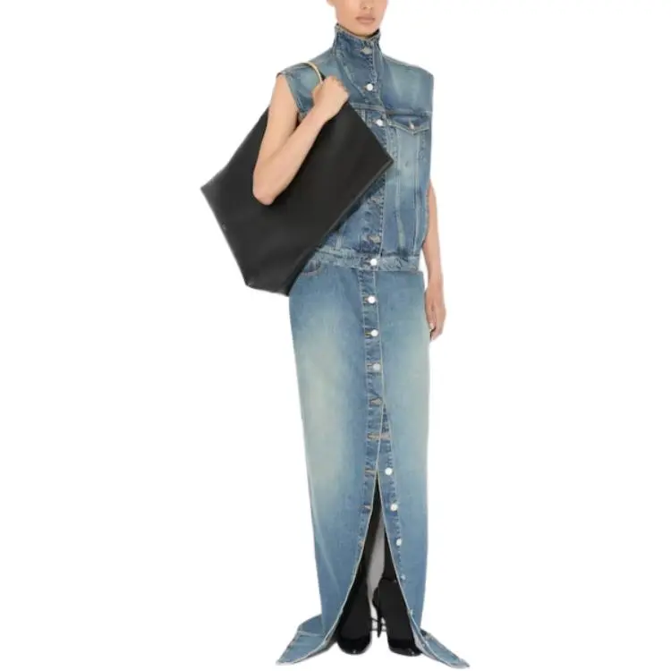 Alaia High Waist Button Detailed Denim Skirt-2