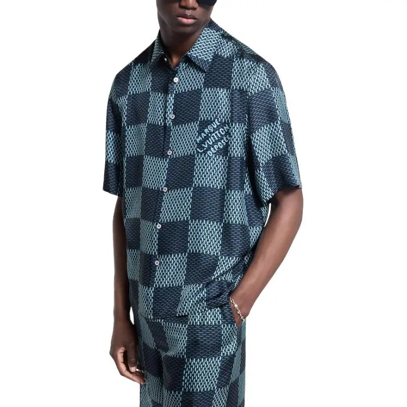 LOUIS VUITTON Damier Short Sleeved Silk Shirt-1