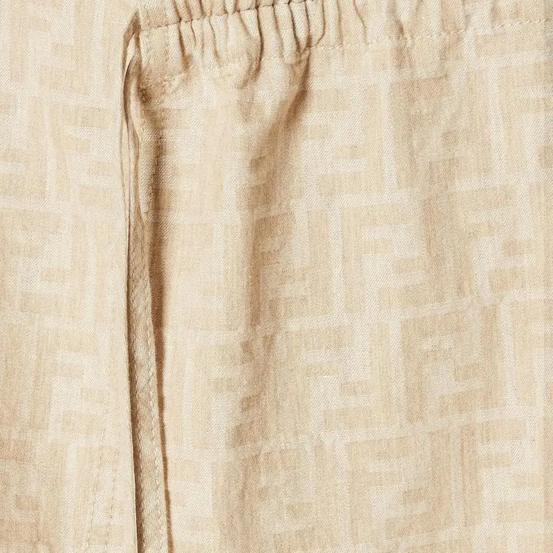 FENDI Short Sleeved Dress Women's Beige-2