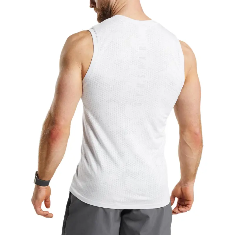 GYMSHARK Tank Top Men's White/Smoke Gray-1