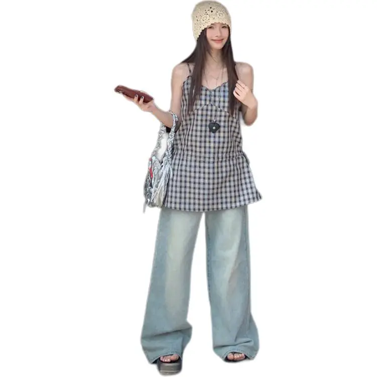 Mu Xiao Xin Tank Tops Women's Plaid-2