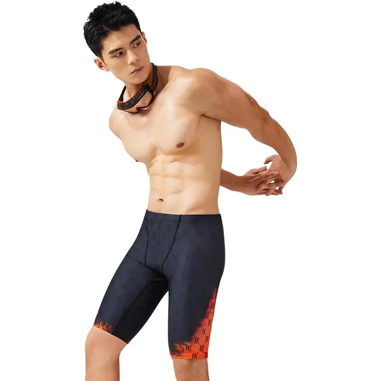 BALNEAIRE Swimming Shorts Men's Black-Orange Color Blocking-3