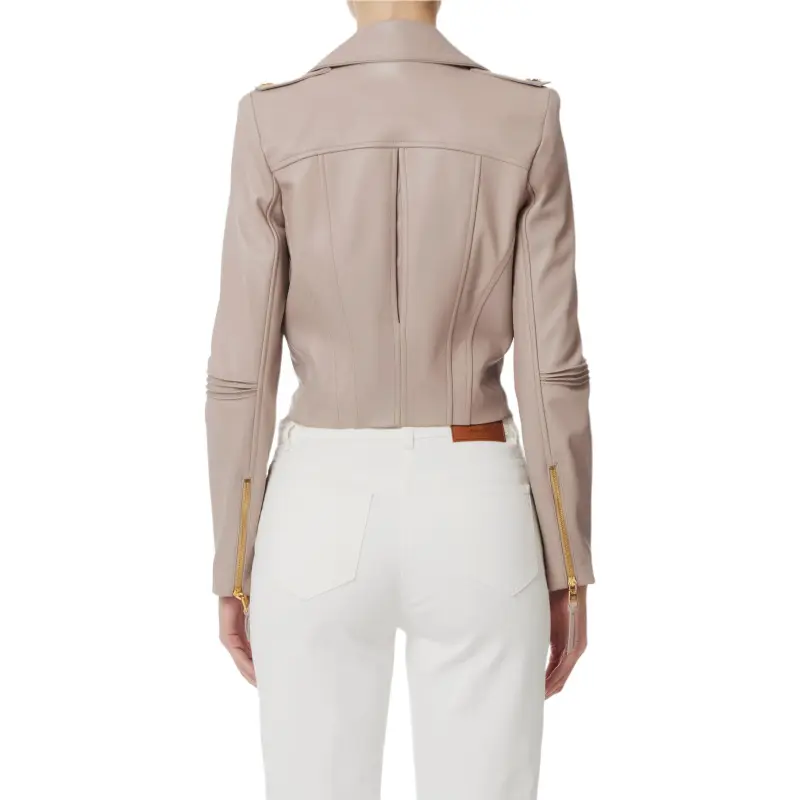 Elisabetta Franchi Contrasted Topstitching Biker Jacket-3