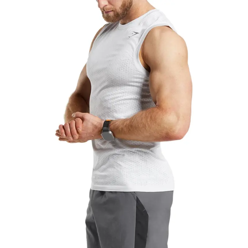 GYMSHARK Tank Top Men's White/Smoke Gray-2
