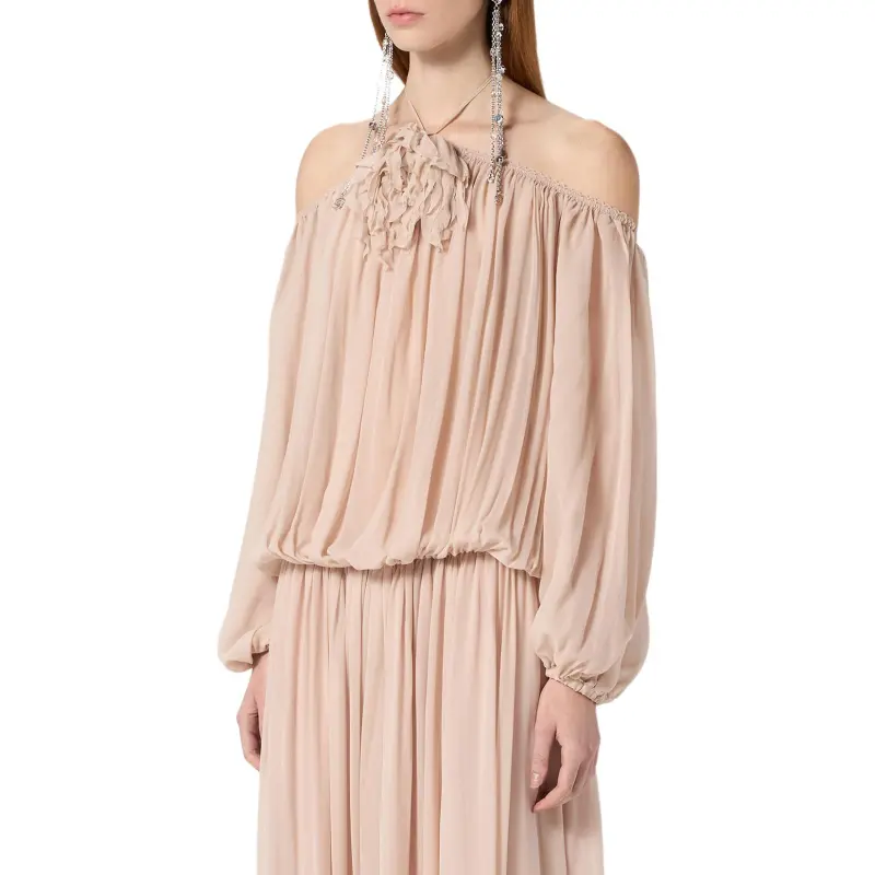 Blumarine Long Sleeved Dress Women's Pink-4