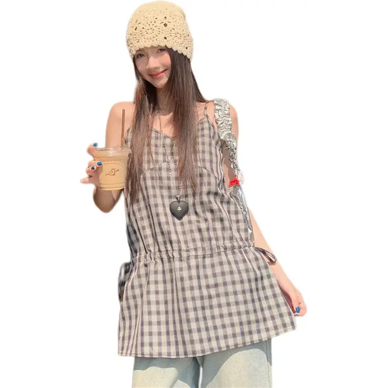 Mu Xiao Xin Tank Tops Women's Plaid-3