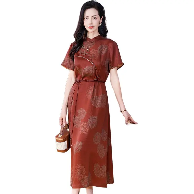 Yi Mengyuan Silk Short Sleeved Dress Women's Image Color-2