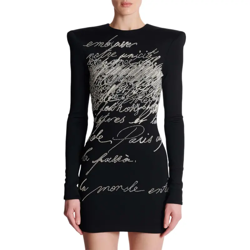 BALMAIN Rhinestone embellished Mini Dress-1