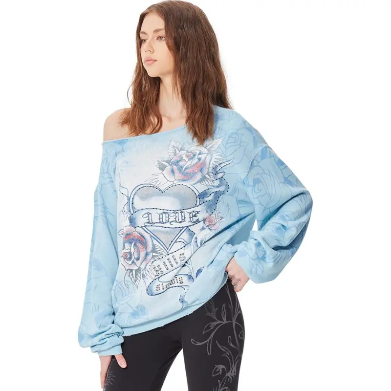 Ed Hardy SS25 Sweatshirt Women's Baby Blue-3
