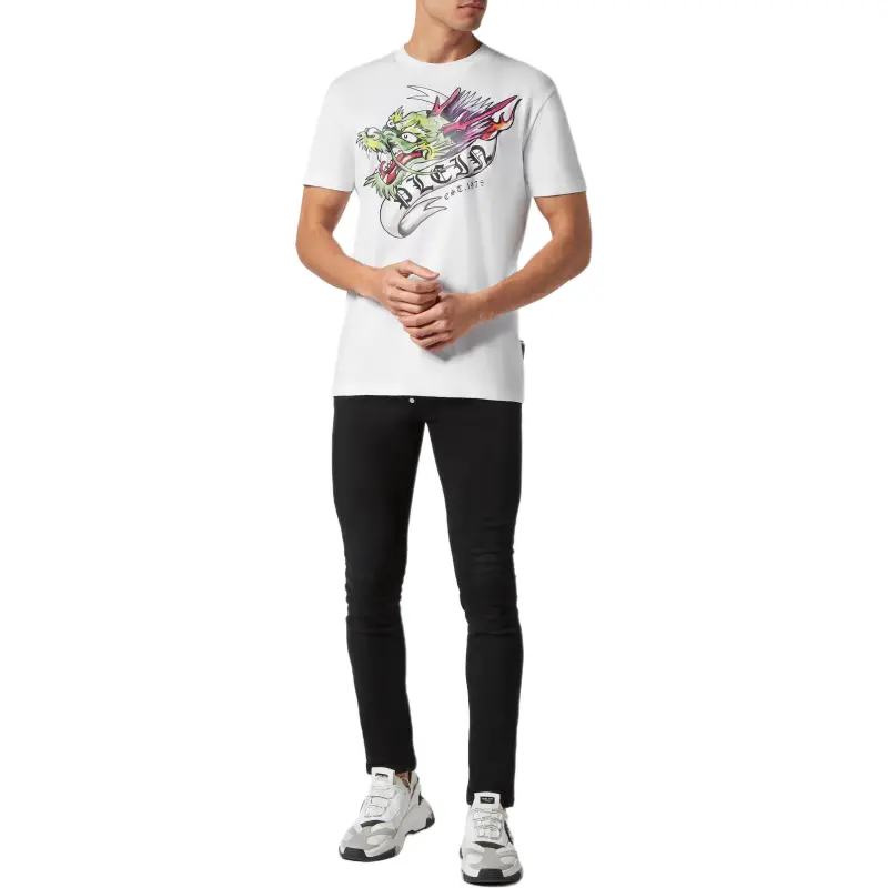 PHILIPP PLEIN Tattoo print Cotton T shirt-3