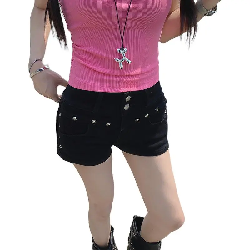 Kazakhstan Denim Shorts Women's Black-4