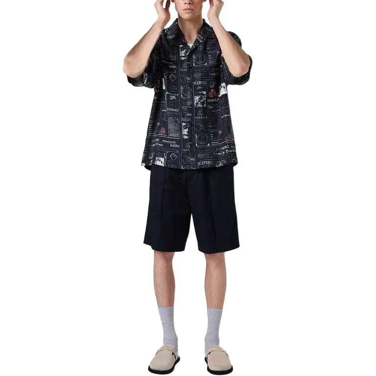 Iceberg Pattern Printed Short Sleeved Shirt-1