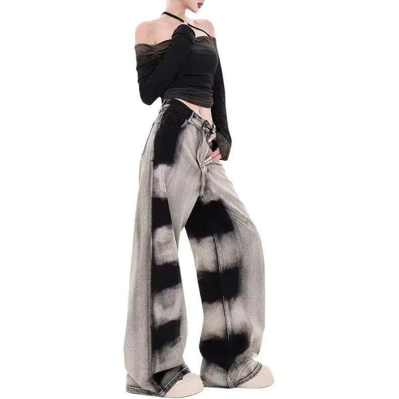 Ordifen Jeans Women's Black Gray-5