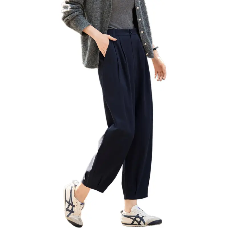 Mo Han Yi Mei Casual Pants Women's Navy Blue-4