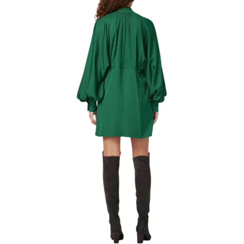 Diane Von Furstenberg SS25 Long Sleeved Dresses Women's Hunting Green-3
