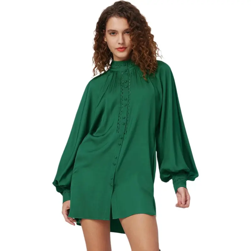 Diane Von Furstenberg SS25 Long Sleeved Dresses Women's Hunting Green-1