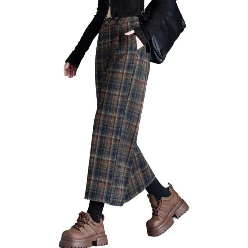 You Cow Me Pants Casual Pants Women's Khaki Plaid-5