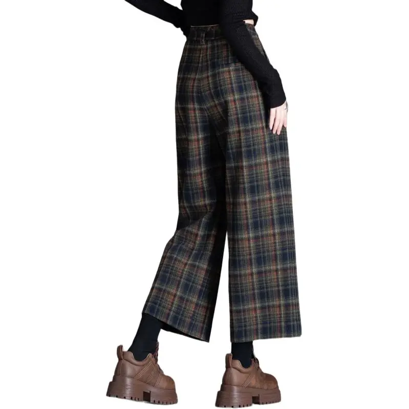 You Cow Me Pants Casual Pants Women's Khaki Plaid-6