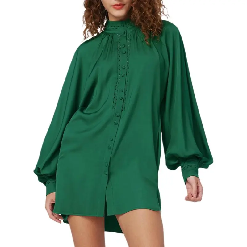 Diane Von Furstenberg SS25 Long Sleeved Dresses Women's Hunting Green-2
