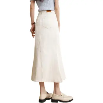 HIPPIEMISS Denim Long Skirt Women's White