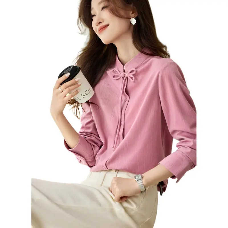 Mo Han Yi Mei Shirt Women's Gray Pink-6