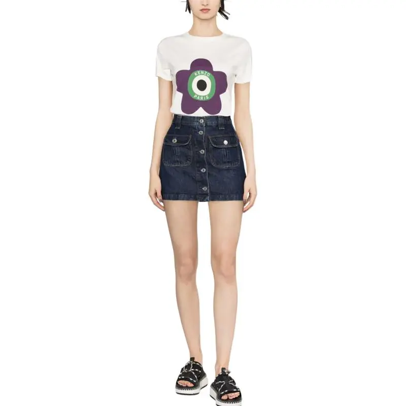 KENZO Drop Shoulder Sleeve T Shirt Women's White-2