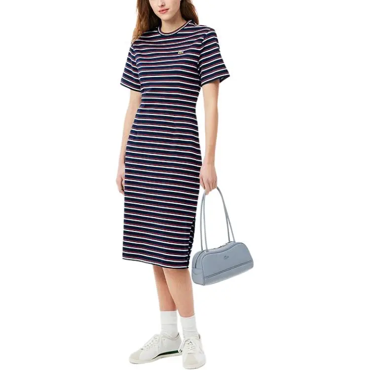 LACOSTE SS25 Short Sleeved Dresses Women's Red White/Dark Blue-1