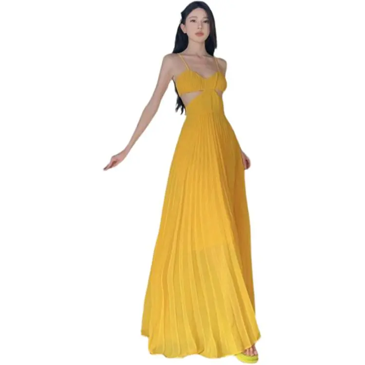 Dior Beauty Slip Dresses Women's Yellow-3