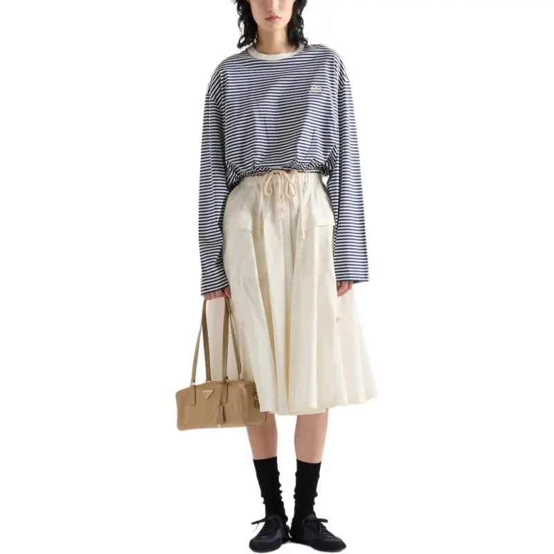 PRADA Drop Shoulder Sleeve T Shirt Women's Marine Blue-1