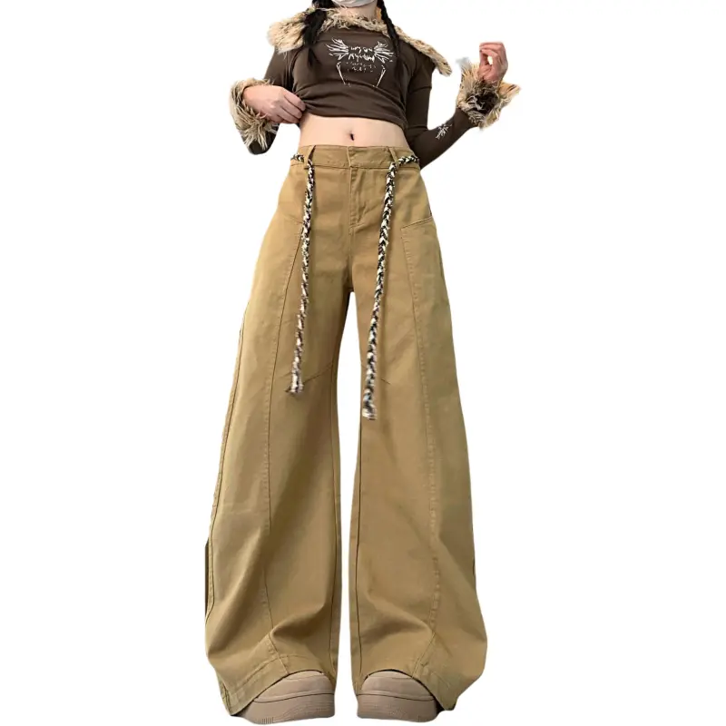 Mu Xiao Xin Casual Pants Women's Khaki-3